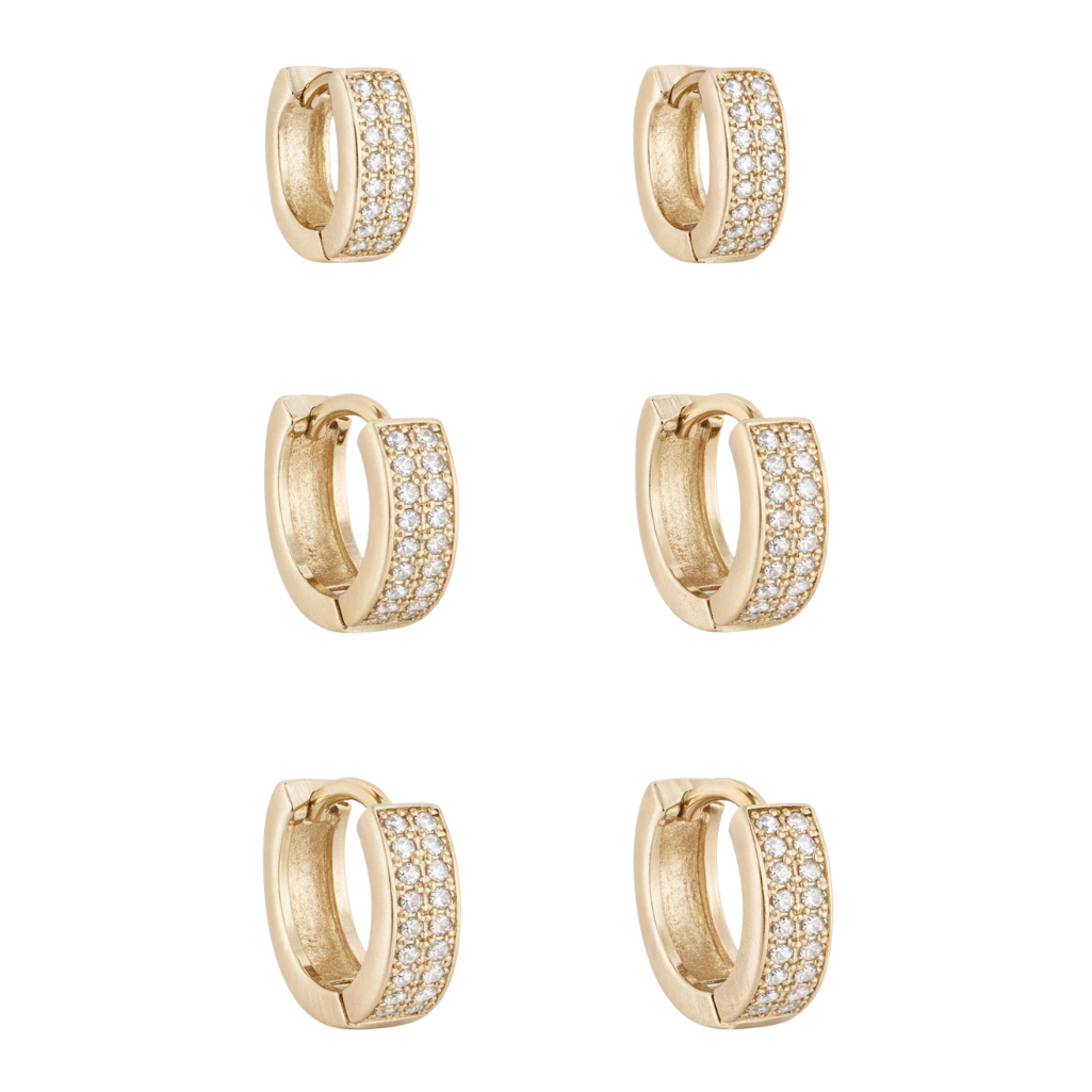 Trio de argolas cravejado